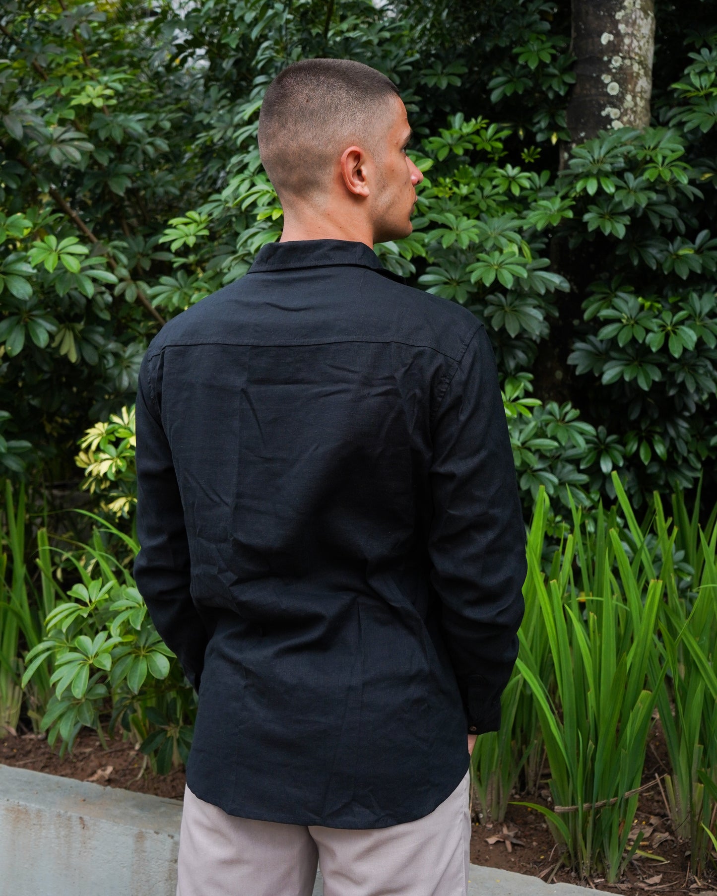Nada Long Sleeve Shirt Regular Collar - Black